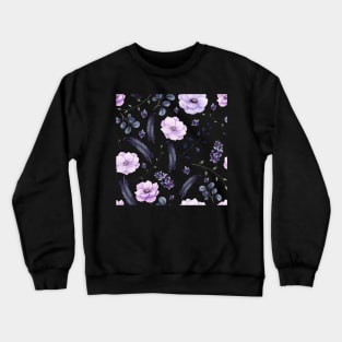 Seamless Pattern of Watercolor Dark Berries and Feathers Crewneck Sweatshirt